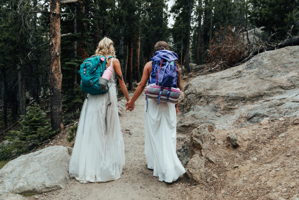 A couple hiking to Dream Lake, Rocky Mountain National Park in Estes Park 