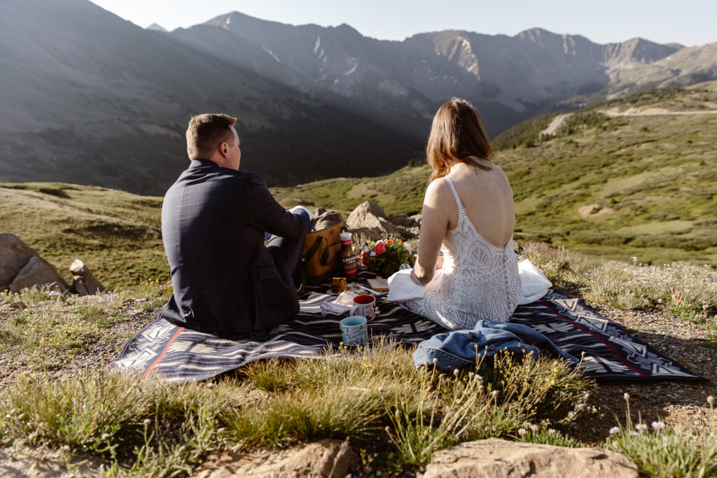 A couple enjoying a picnic on Loveland Pass, Colorado